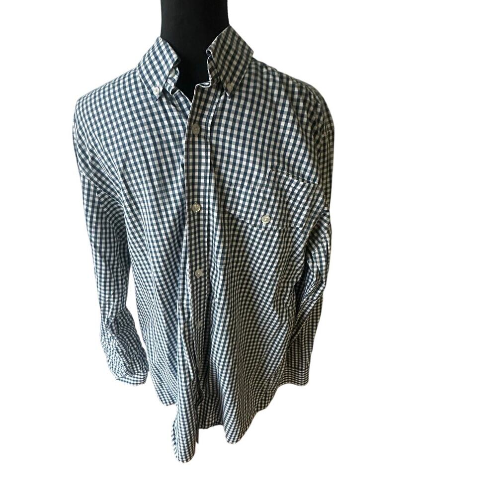 Duluth Trading Co. Blue Gingham Check Button-Down Shirt – Size M